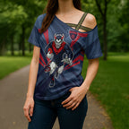 Melbourne Demons Australian Football Cross Shoulder Shirt Fierce Devil Mascot - Bold Team Colors