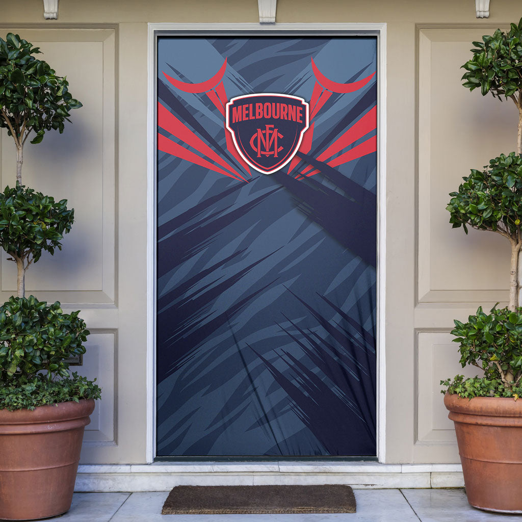 Melbourne Demons Australian Football Door Cover Fierce Devil Mascot - Bold Team Colors
