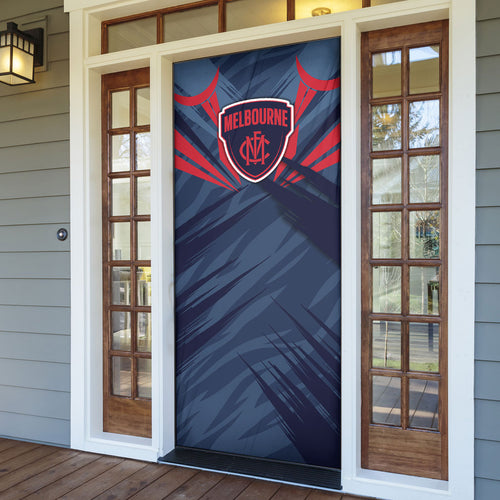 Melbourne Demons Australian Football Door Cover Fierce Devil Mascot - Bold Team Colors
