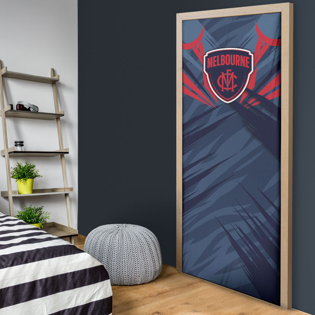 Melbourne Demons Australian Football Door Cover Fierce Devil Mascot - Bold Team Colors