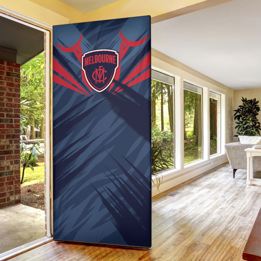 Melbourne Demons Australian Football Door Cover Fierce Devil Mascot - Bold Team Colors