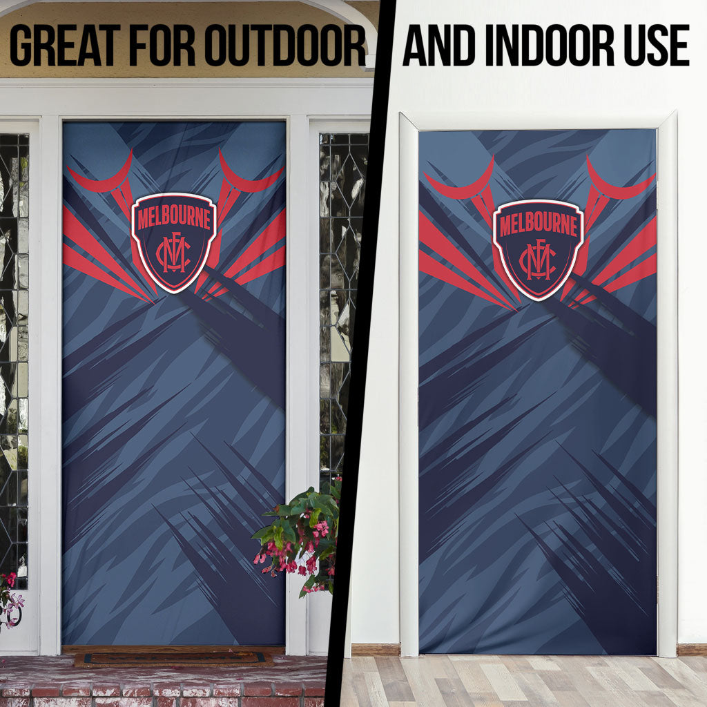 Melbourne Demons Australian Football Door Cover Fierce Devil Mascot - Bold Team Colors