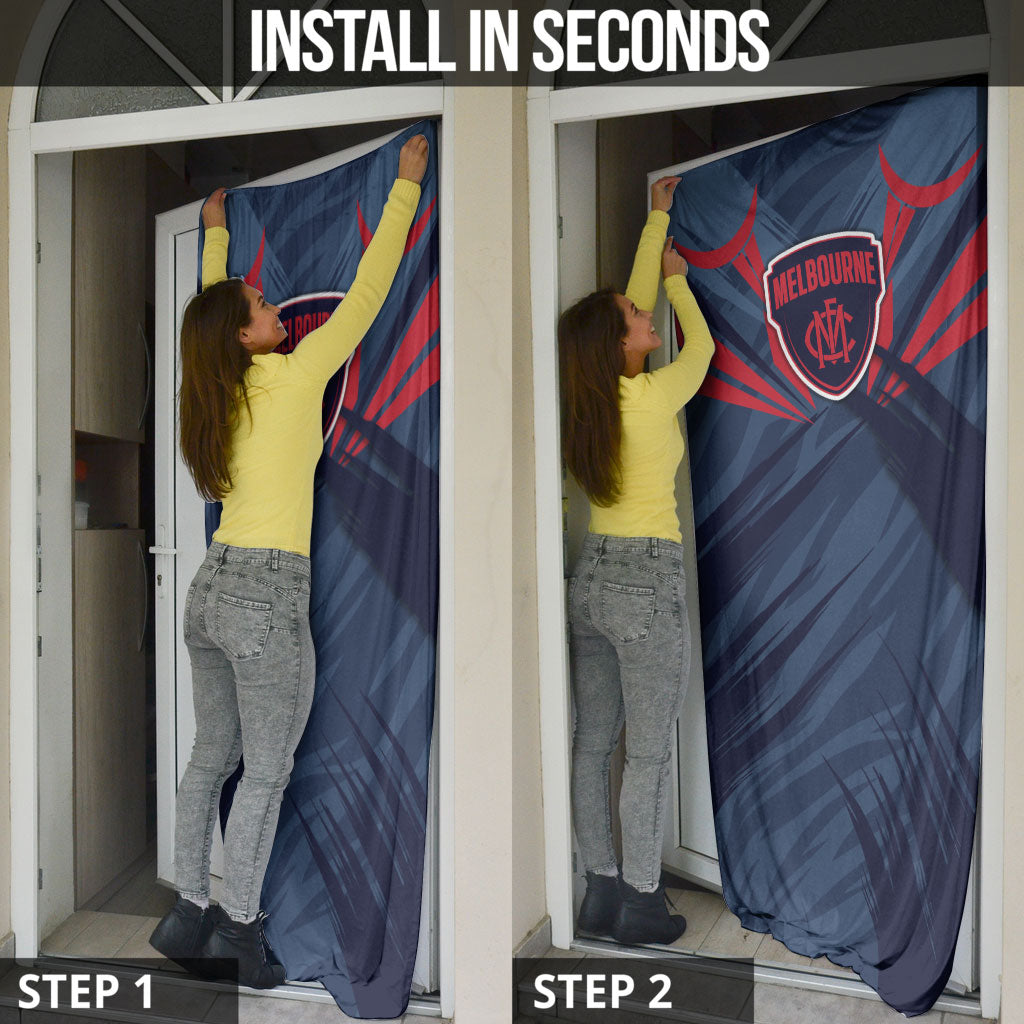 Melbourne Demons Australian Football Door Cover Fierce Devil Mascot - Bold Team Colors