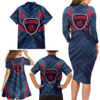 Melbourne Demons Australian Football Family Matching Long Sleeve Bodycon Dress and Hawaiian Shirt Fierce Devil Mascot - Bold Team Colors