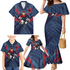 Melbourne Demons Australian Football Family Matching Mermaid Dress and Hawaiian Shirt Fierce Devil Mascot - Bold Team Colors