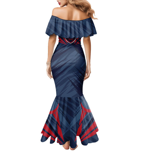 Melbourne Demons Australian Football Family Matching Mermaid Dress and Hawaiian Shirt Fierce Devil Mascot - Bold Team Colors