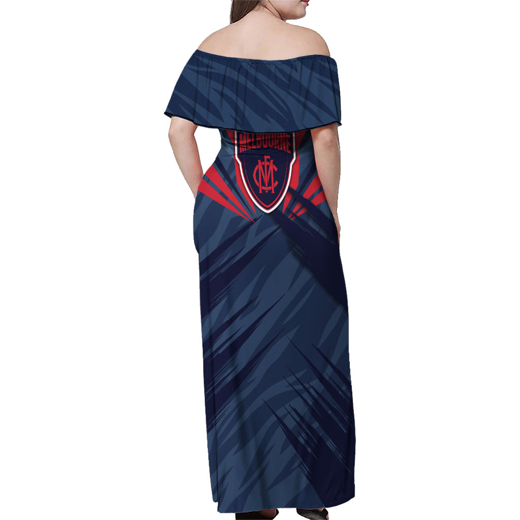 Melbourne Demons Australian Football Family Matching Off Shoulder Maxi Dress and Hawaiian Shirt Fierce Devil Mascot - Bold Team Colors