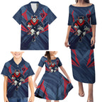 Melbourne Demons Australian Football Family Matching Puletasi and Hawaiian Shirt Fierce Devil Mascot - Bold Team Colors