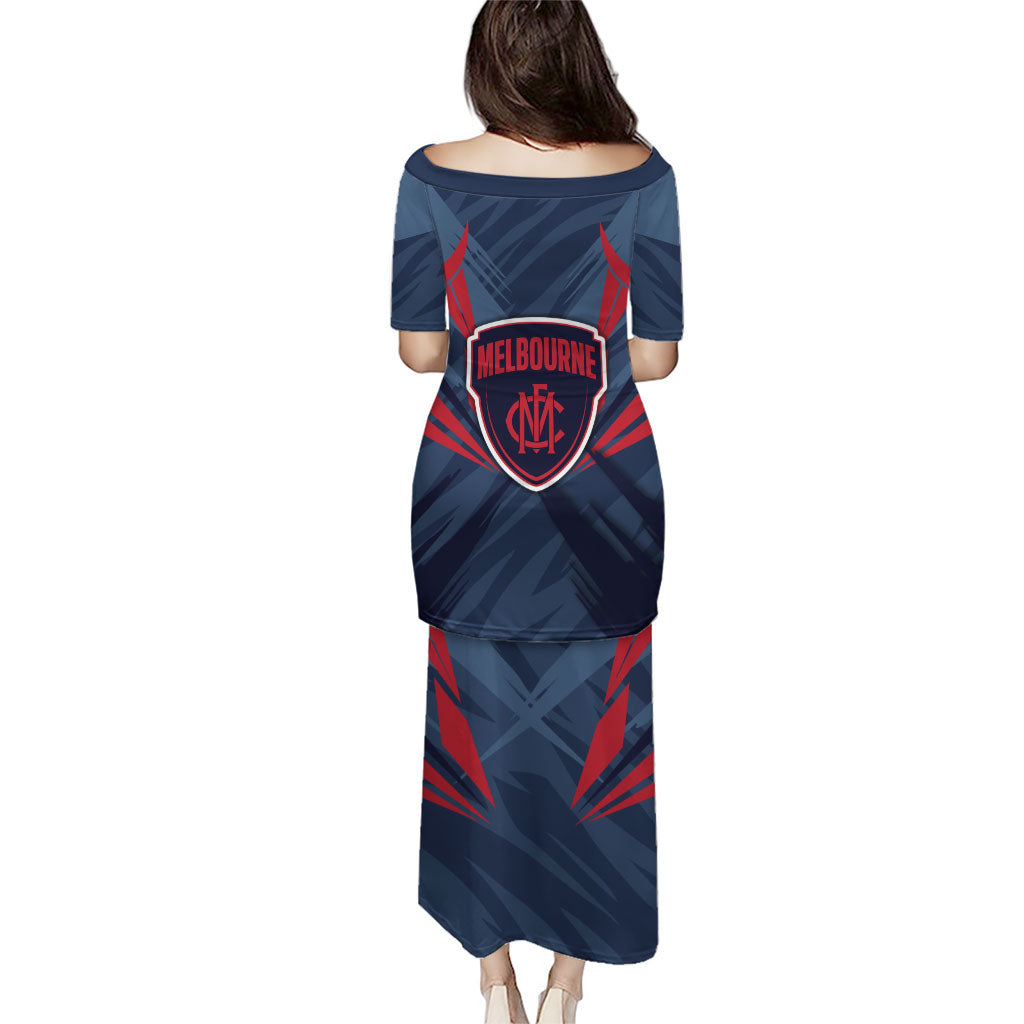 Melbourne Demons Australian Football Family Matching Puletasi and Hawaiian Shirt Fierce Devil Mascot - Bold Team Colors