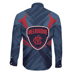 Melbourne Demons Australian Football Family Matching Short Sleeve Bodycon Dress and Hawaiian Shirt Fierce Devil Mascot - Bold Team Colors