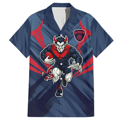 Melbourne Demons Australian Football Family Matching Summer Maxi Dress and Hawaiian Shirt Fierce Devil Mascot - Bold Team Colors