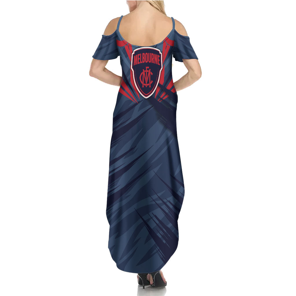 Melbourne Demons Australian Football Family Matching Summer Maxi Dress and Hawaiian Shirt Fierce Devil Mascot - Bold Team Colors
