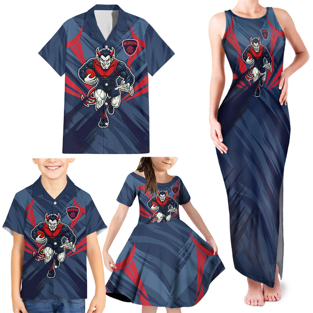 Melbourne Demons Australian Football Family Matching Tank Maxi Dress and Hawaiian Shirt Fierce Devil Mascot - Bold Team Colors