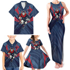 Melbourne Demons Australian Football Family Matching Tank Maxi Dress and Hawaiian Shirt Fierce Devil Mascot - Bold Team Colors