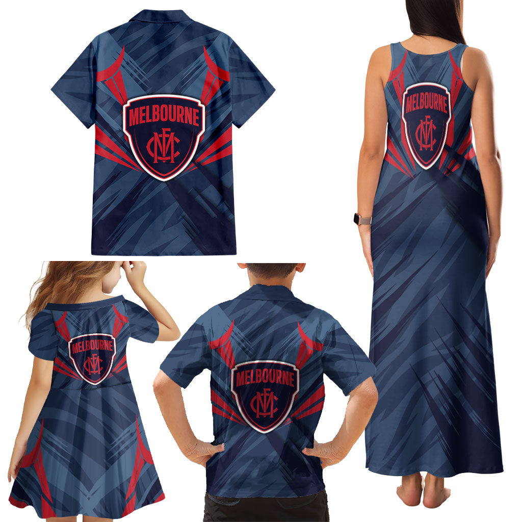 Melbourne Demons Australian Football Family Matching Tank Maxi Dress and Hawaiian Shirt Fierce Devil Mascot - Bold Team Colors