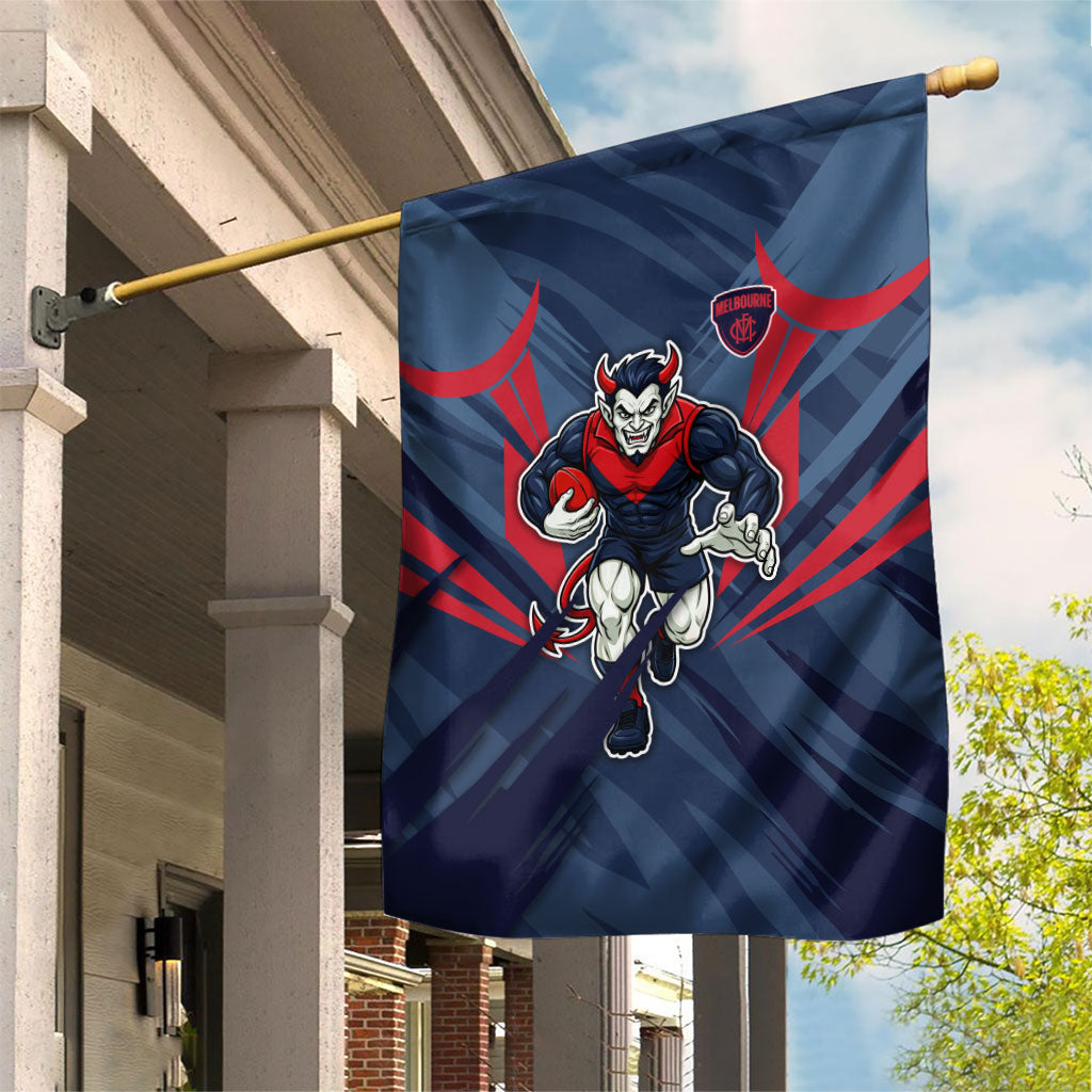 Melbourne Demons Australian Football Garden Flag Fierce Devil Mascot - Bold Team Colors