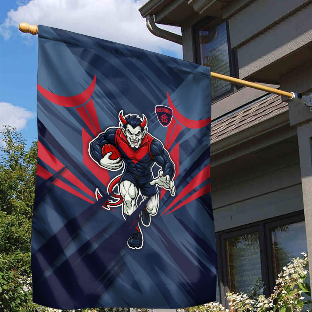 Melbourne Demons Australian Football Garden Flag Fierce Devil Mascot - Bold Team Colors
