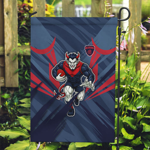 Melbourne Demons Australian Football Garden Flag Fierce Devil Mascot - Bold Team Colors