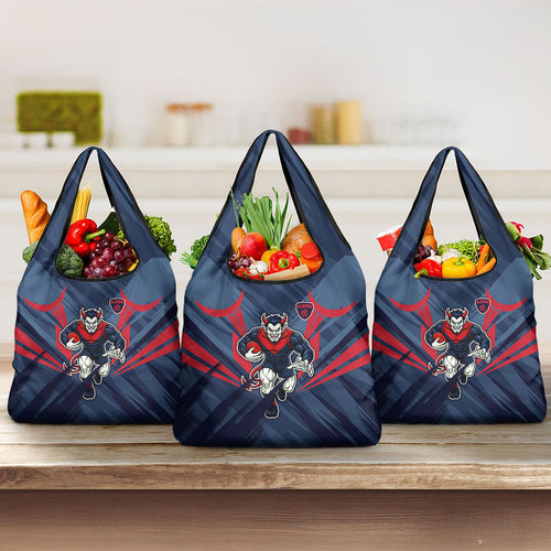 Melbourne Demons Australian Football Grocery Bag Fierce Devil Mascot - Bold Team Colors