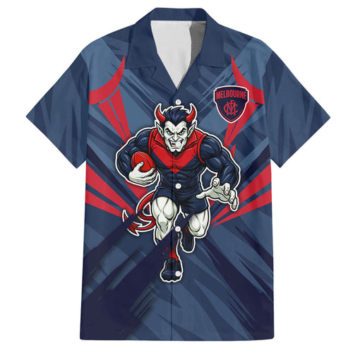 Melbourne Demons Australian Football Hawaiian Shirt Fierce Devil Mascot - Bold Team Colors
