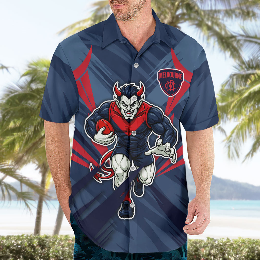 Melbourne Demons Australian Football Hawaiian Shirt Fierce Devil Mascot - Bold Team Colors