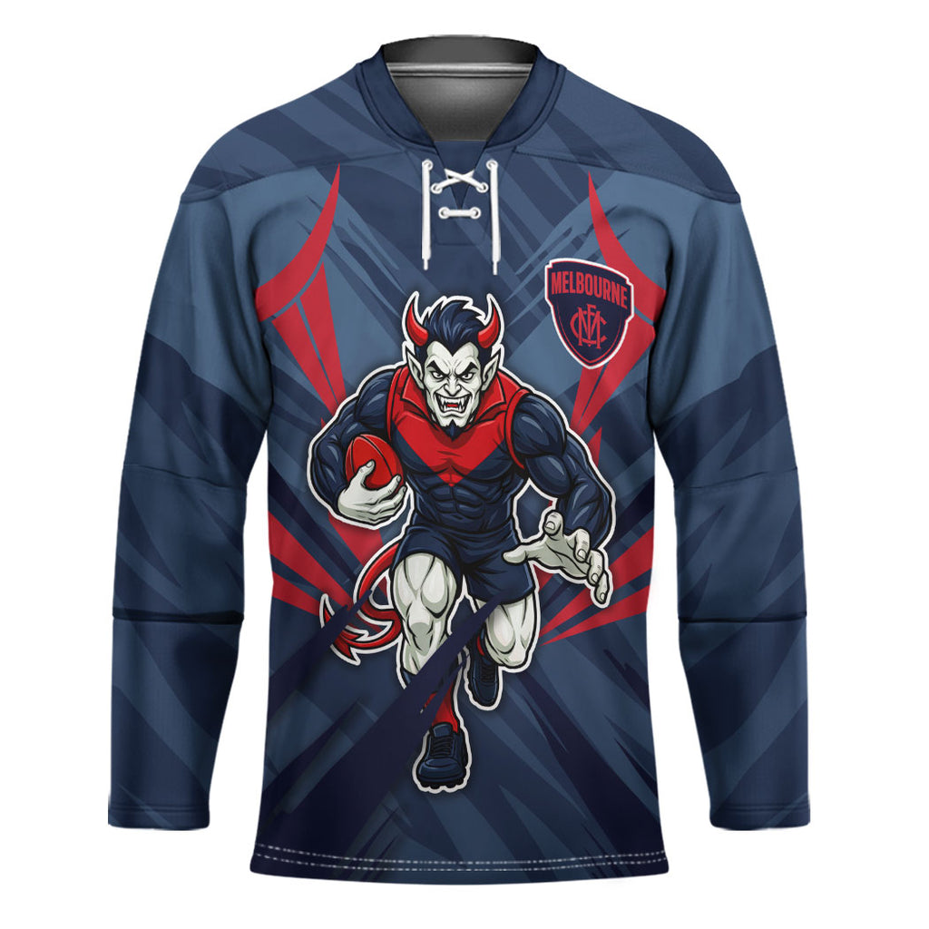 Melbourne Demons Australian Football Hockey Jersey Fierce Devil Mascot - Bold Team Colors