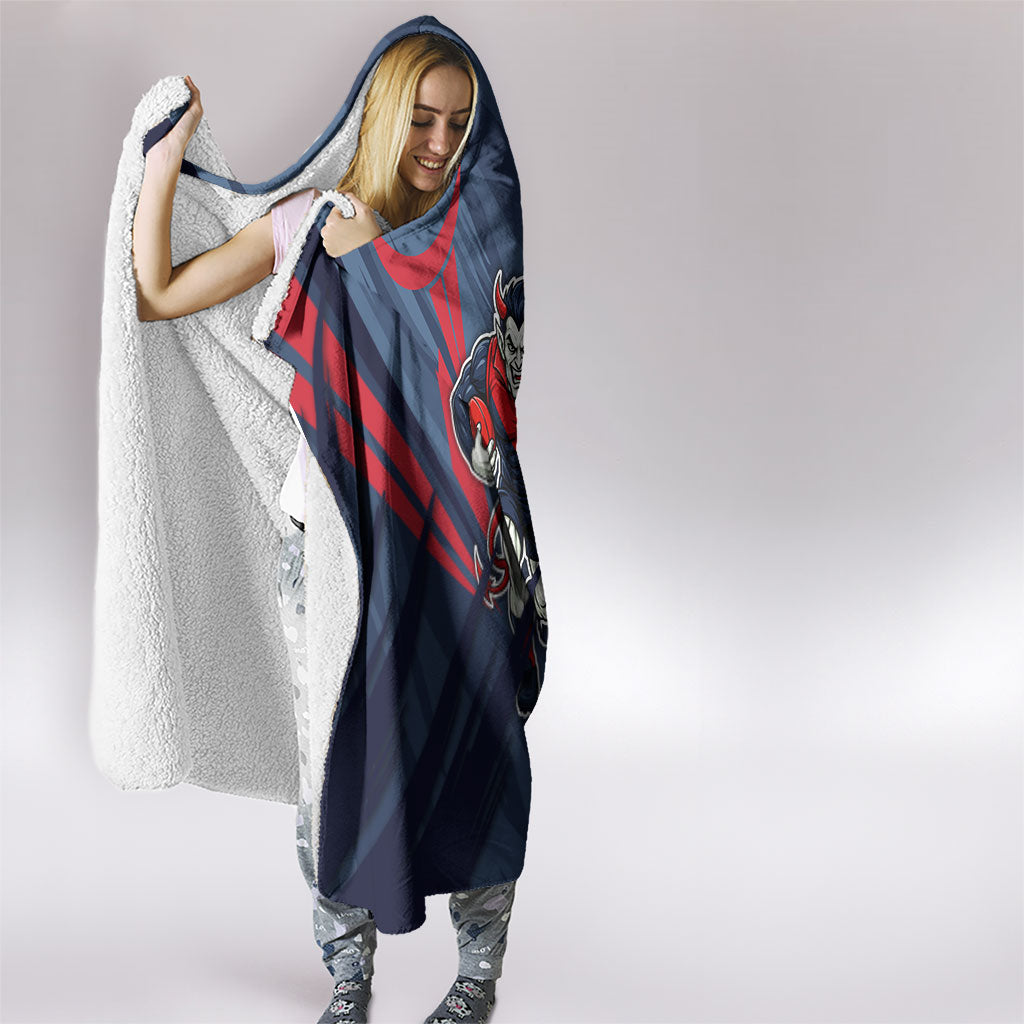 Melbourne Demons Australian Football Hooded Blanket Fierce Devil Mascot - Bold Team Colors
