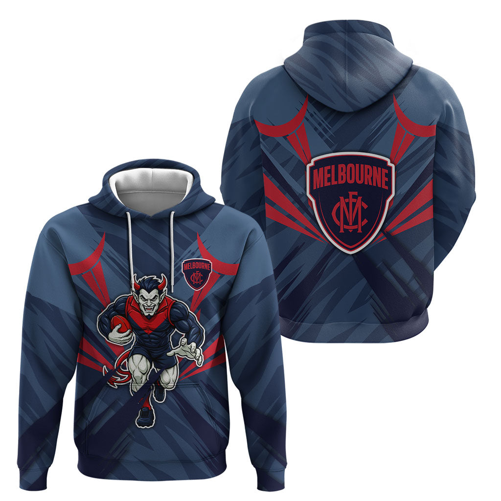 Melbourne Demons Australian Football Hoodie Fierce Devil Mascot - Bold Team Colors