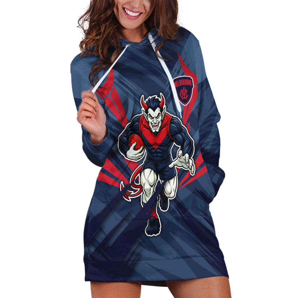 Melbourne Demons Australian Football Hoodie Dress Fierce Devil Mascot - Bold Team Colors