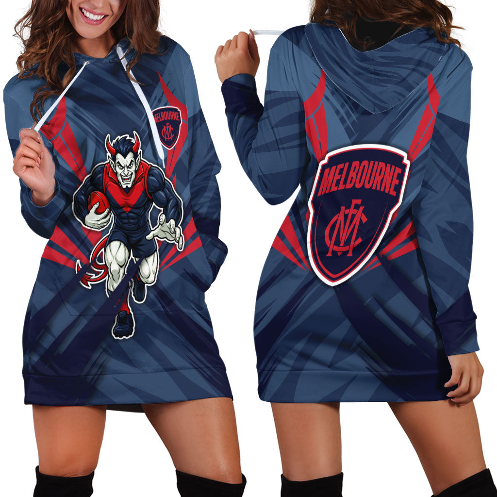 Melbourne Demons Australian Football Hoodie Dress Fierce Devil Mascot - Bold Team Colors