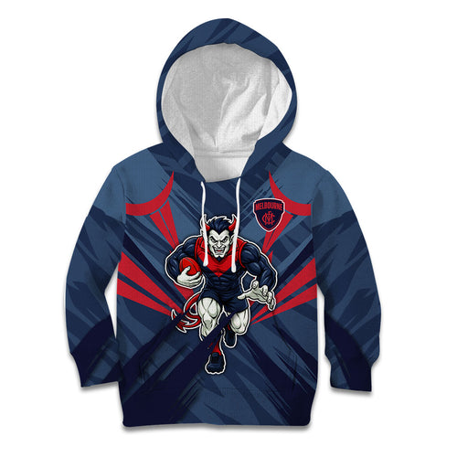 Melbourne Demons Australian Football Kid Hoodie Fierce Devil Mascot - Bold Team Colors