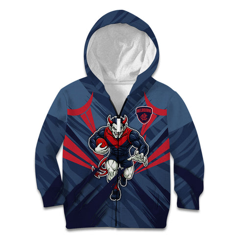 Melbourne Demons Australian Football Kid Hoodie Fierce Devil Mascot - Bold Team Colors