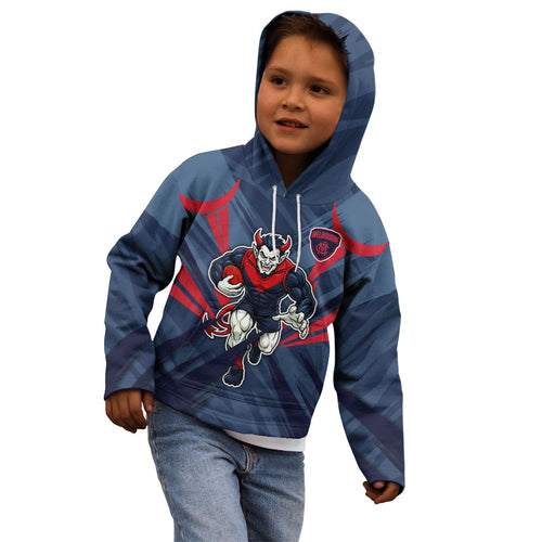 Melbourne Demons Australian Football Kid Hoodie Fierce Devil Mascot - Bold Team Colors
