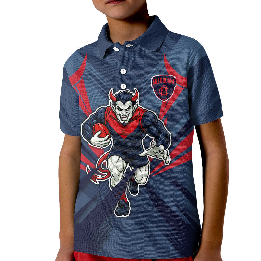 Melbourne Demons Australian Football Kid Polo Shirt Fierce Devil Mascot - Bold Team Colors
