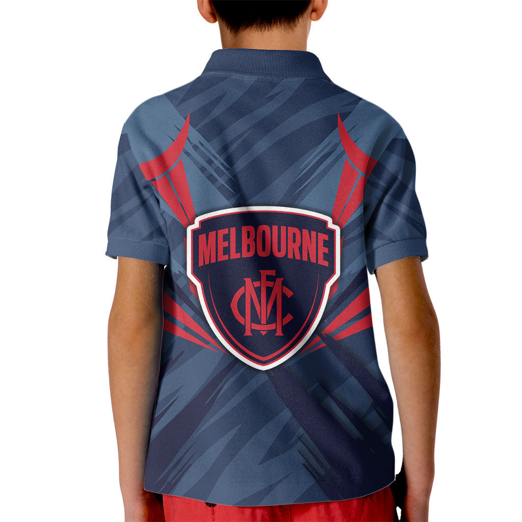 Melbourne Demons Australian Football Kid Polo Shirt Fierce Devil Mascot - Bold Team Colors