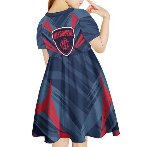 Melbourne Demons Australian Football Kid Short Sleeve Dress Fierce Devil Mascot - Bold Team Colors