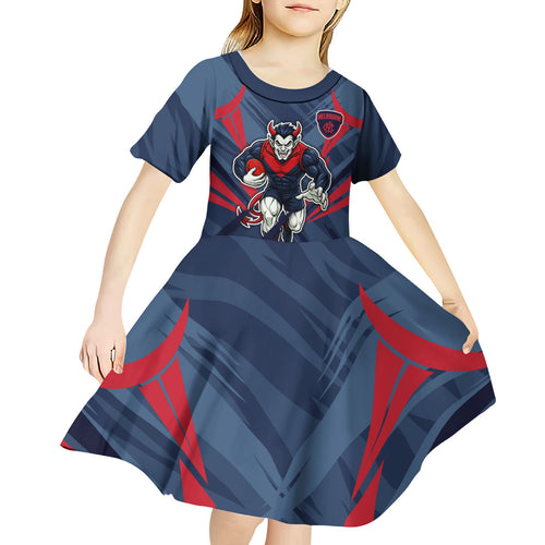 Melbourne Demons Australian Football Kid Short Sleeve Dress Fierce Devil Mascot - Bold Team Colors