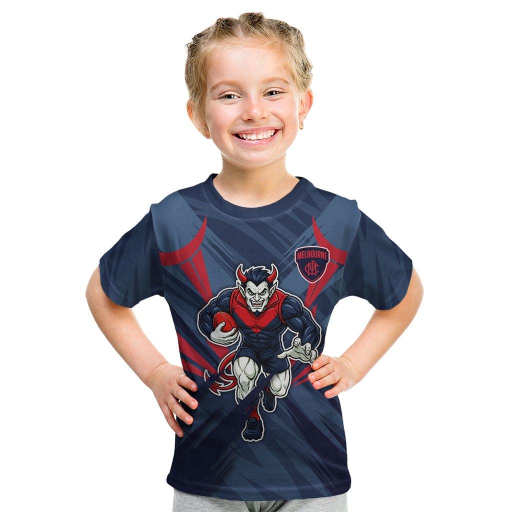 Melbourne Demons Australian Football Kid T Shirt Fierce Devil Mascot - Bold Team Colors