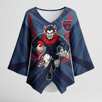 Melbourne Demons Australian Football Kimono Sleeve Blouse Fierce Devil Mascot - Bold Team Colors