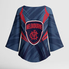Melbourne Demons Australian Football Kimono Sleeve Blouse Fierce Devil Mascot - Bold Team Colors