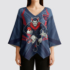 Melbourne Demons Australian Football Kimono Sleeve Blouse Fierce Devil Mascot - Bold Team Colors