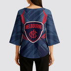 Melbourne Demons Australian Football Kimono Sleeve Blouse Fierce Devil Mascot - Bold Team Colors