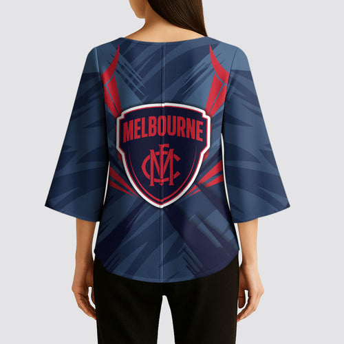 Melbourne Demons Australian Football Kimono Sleeve Blouse Fierce Devil Mascot - Bold Team Colors