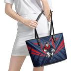 Melbourne Demons Australian Football Leather Tote Bag Fierce Devil Mascot - Bold Team Colors
