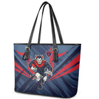 Melbourne Demons Australian Football Leather Tote Bag Fierce Devil Mascot - Bold Team Colors