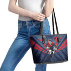 Melbourne Demons Australian Football Leather Tote Bag Fierce Devil Mascot - Bold Team Colors