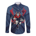 Melbourne Demons Australian Football Long Sleeve Button Shirt Fierce Devil Mascot - Bold Team Colors