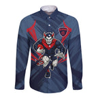 Melbourne Demons Australian Football Long Sleeve Button Shirt Fierce Devil Mascot - Bold Team Colors