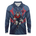 Melbourne Demons Australian Football Long Sleeve Polo Shirt Fierce Devil Mascot - Bold Team Colors