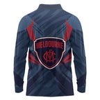 Melbourne Demons Australian Football Long Sleeve Polo Shirt Fierce Devil Mascot - Bold Team Colors